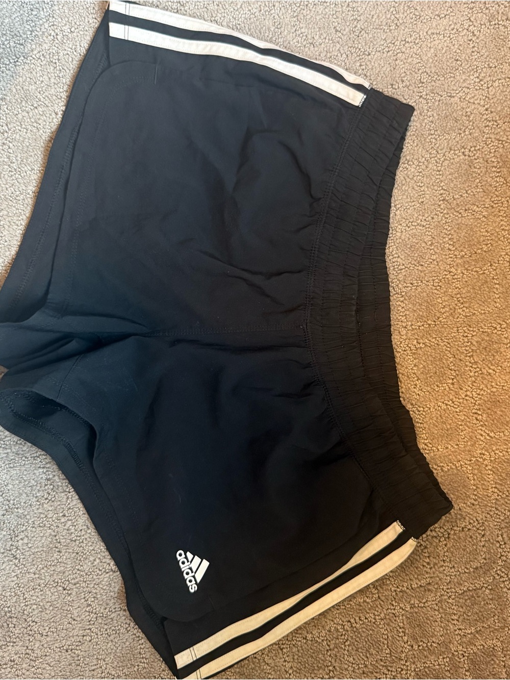 adidas Black Athletic Shorts with White Side Stripes